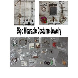 55pc Wearable Costume Jewelry Lot
